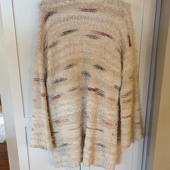 anthropologie Margo Rainbow Sweater Cardigan White Multi Medium Soft Knit - Picture 6 of 9